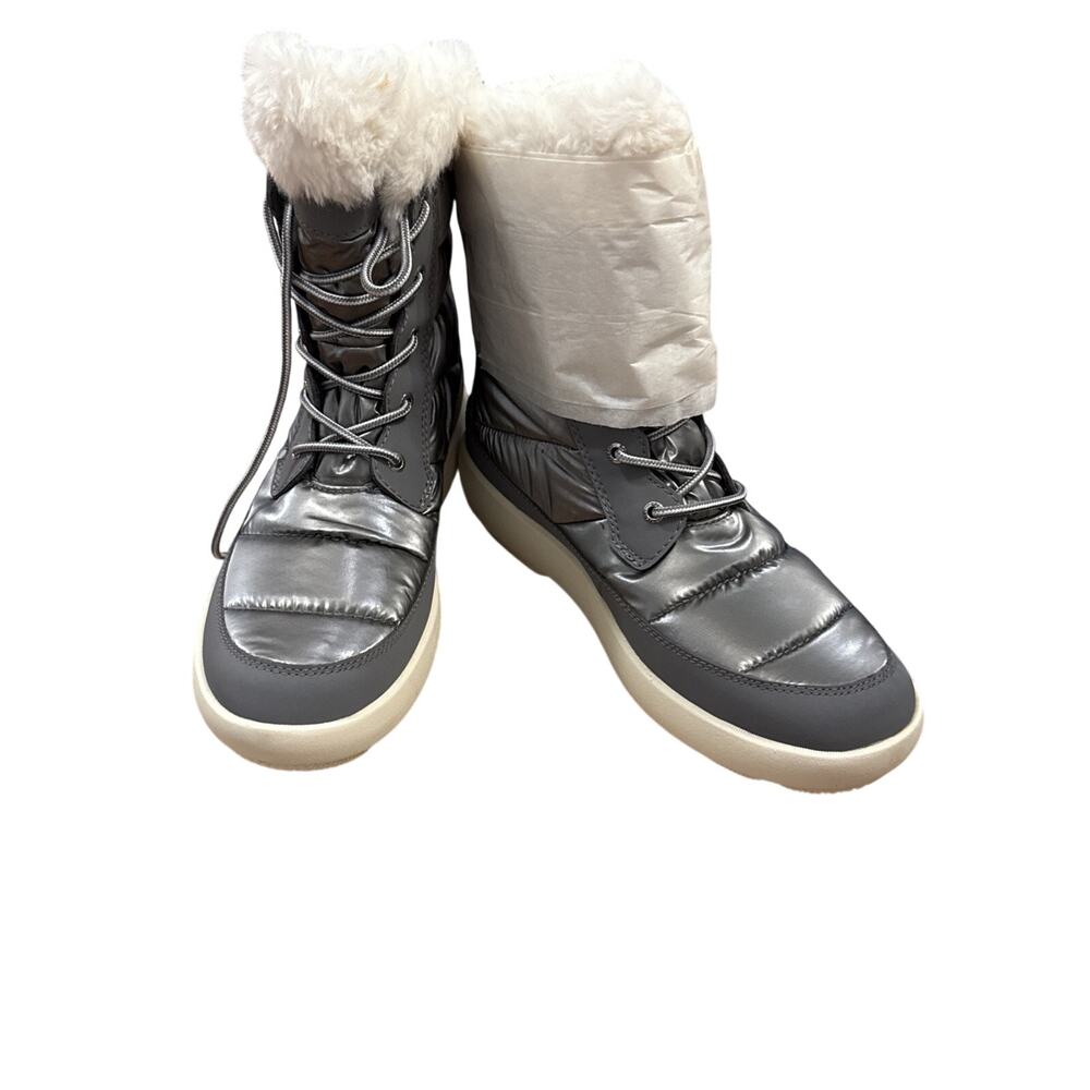 Sperry Women's Bearing Plushwave Silver Shimmer Nylon Boots US 9.5 Br